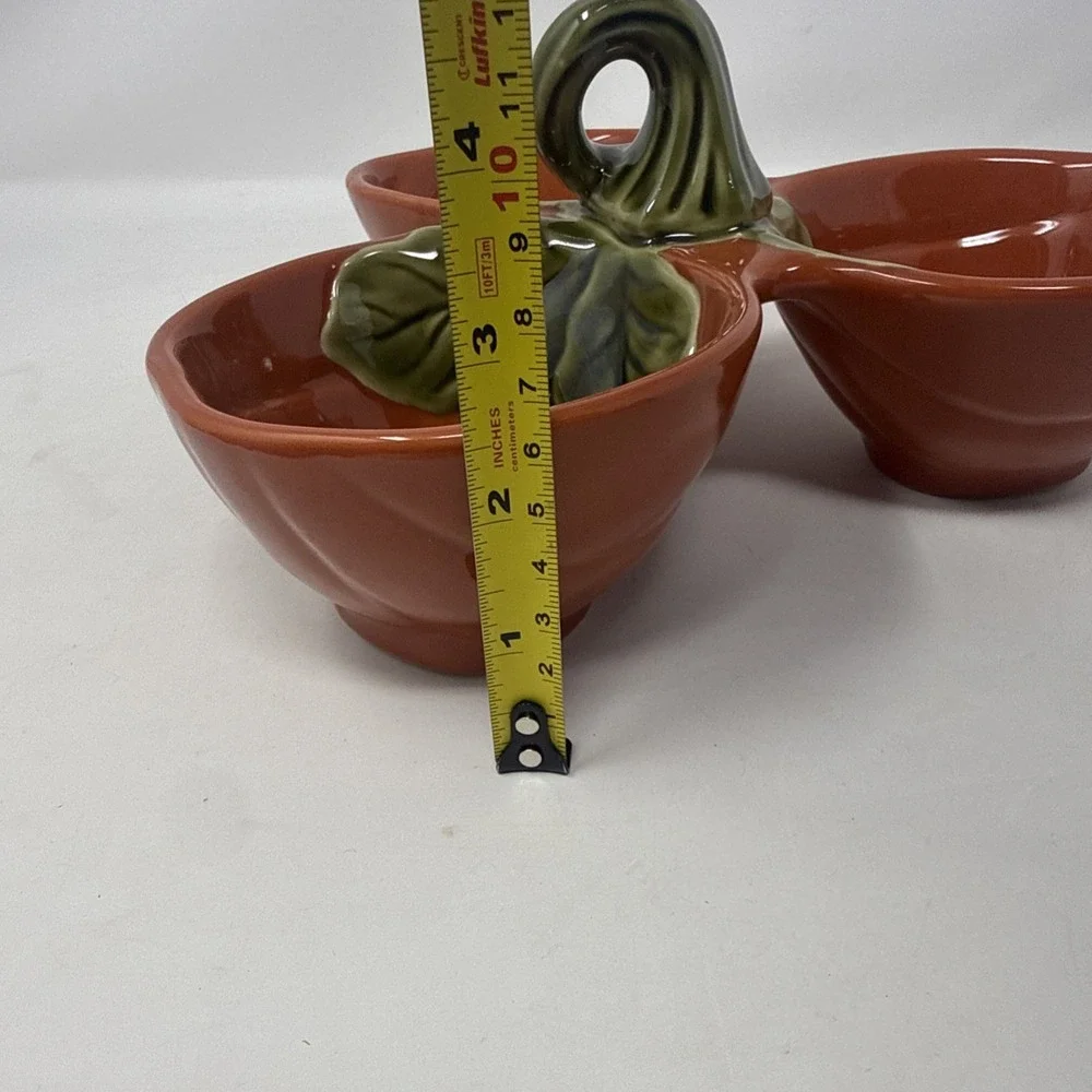 Better Homes Garden Heritage Stoneware Pumpkin Fall Harvest 3 Bowl Candy Dish
